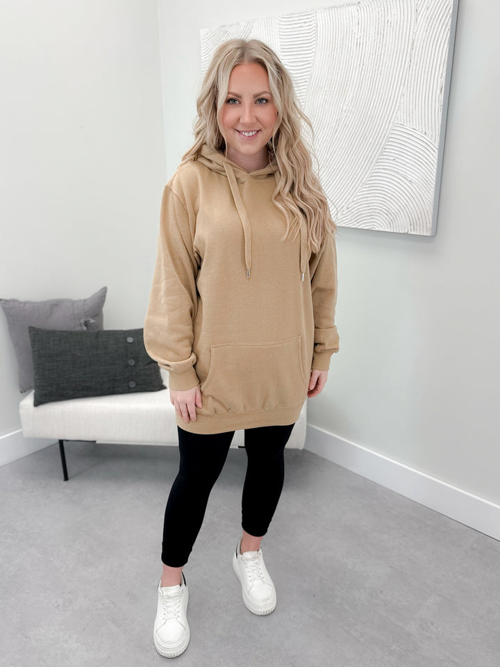 PREORDER - Promise Long Line Hoodie in Tan