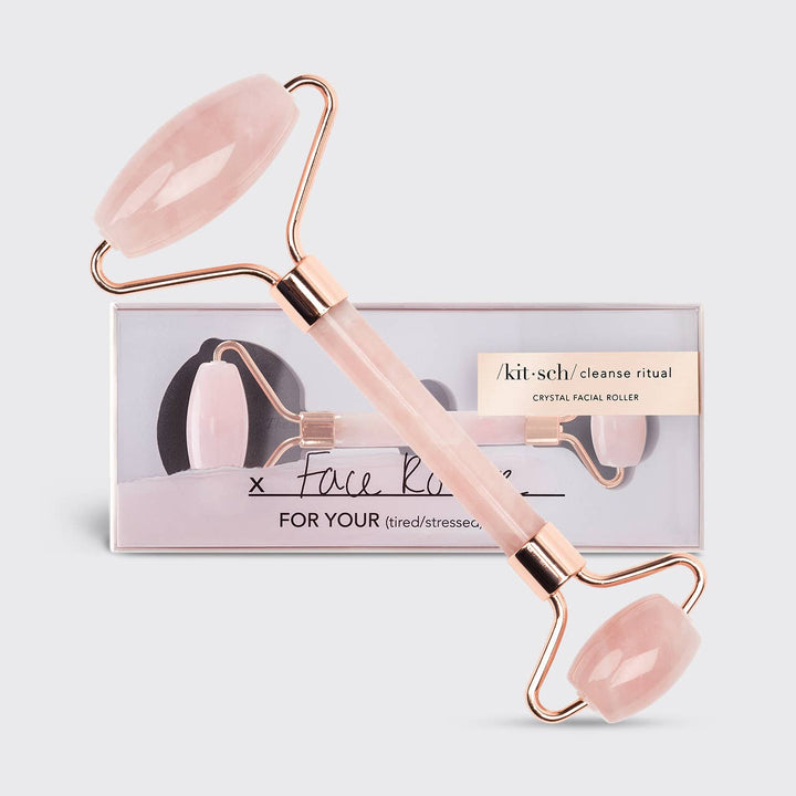 Rose Quartz Crystal Facial Roller by Kitsch