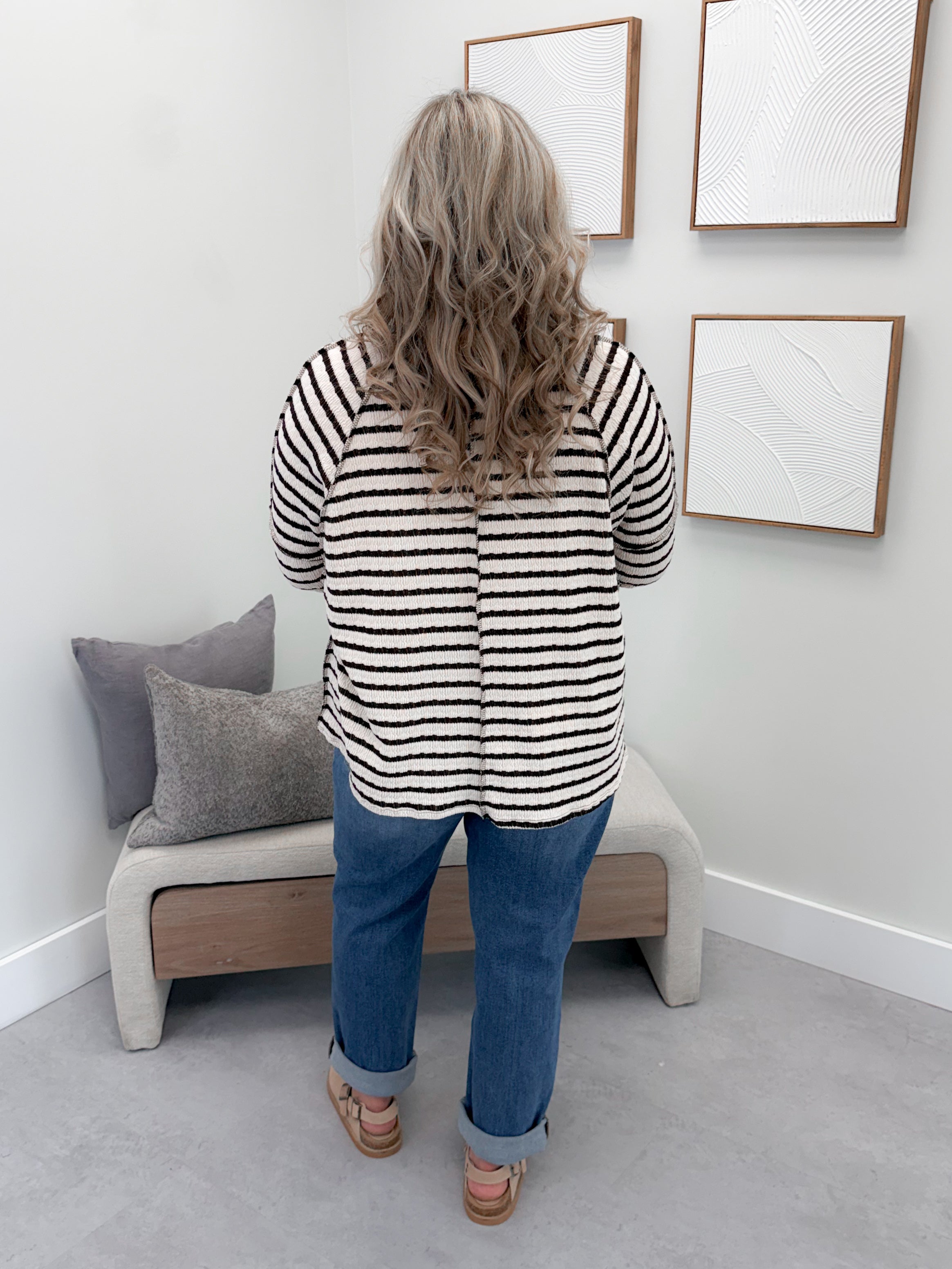 Eclipse Long Sleeve in Brown Stripes