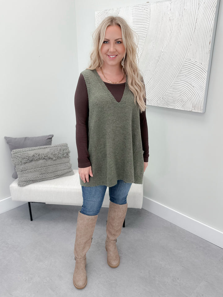 Cozy Tunic Vest in Sage