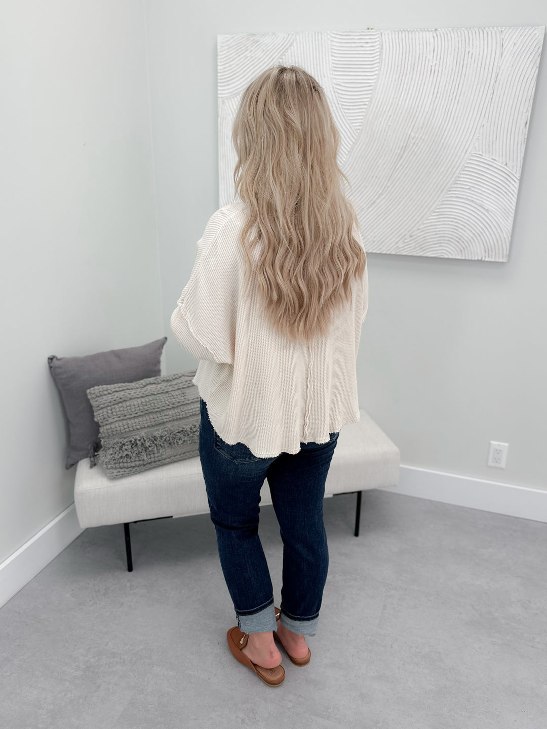 Eliza Waffle Long Sleeve in Alpaca