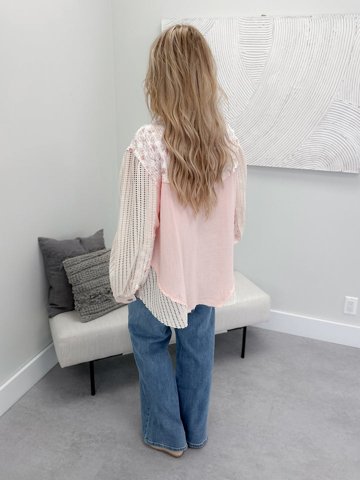 Jenna Button Up in Pink by Pol