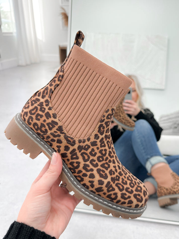 Cabin Fever Boots in Tan Leopard by Corkys