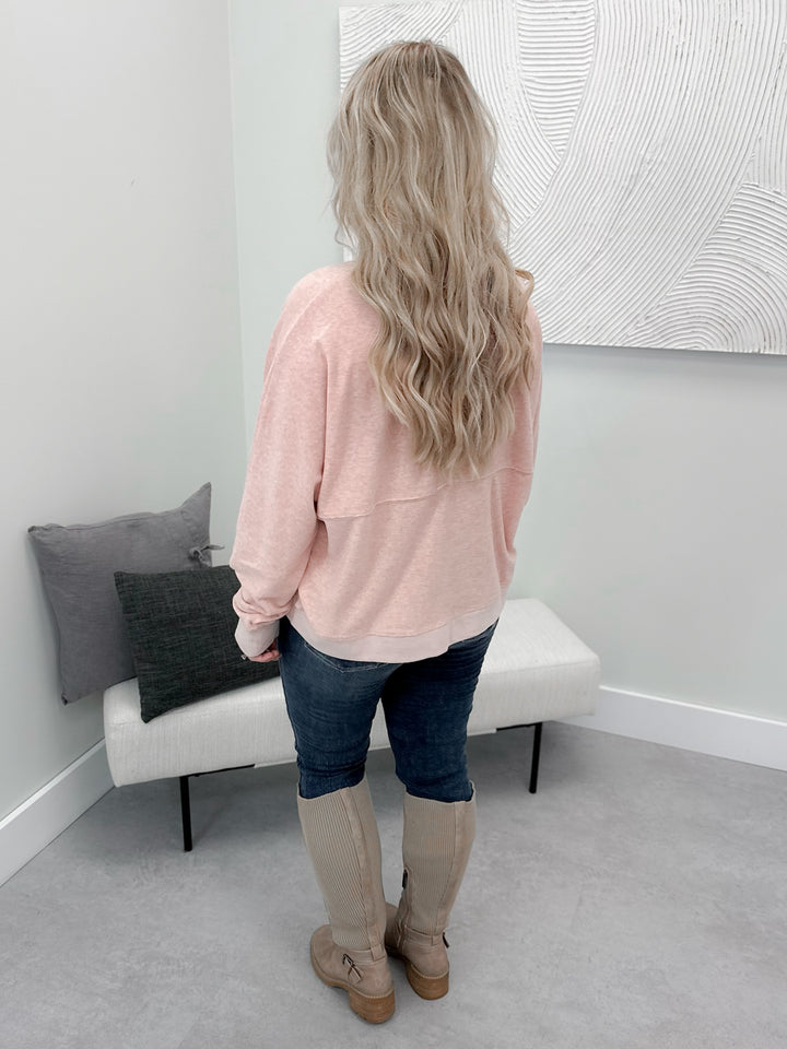 Shelby Soft Terry Pullover in Blush Pink