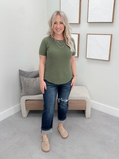 Baby Waffle Tee in Olive