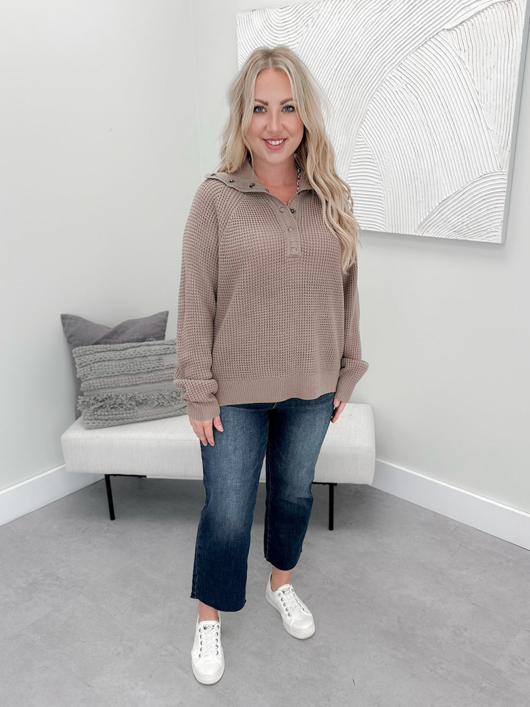 Vesper Waffle Sweater in Cocoa