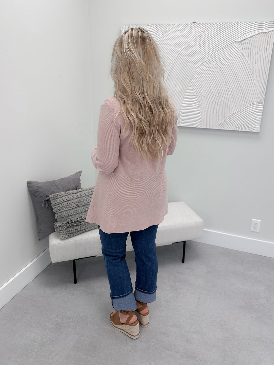 Verna Shawl Collar Cardi in Peony