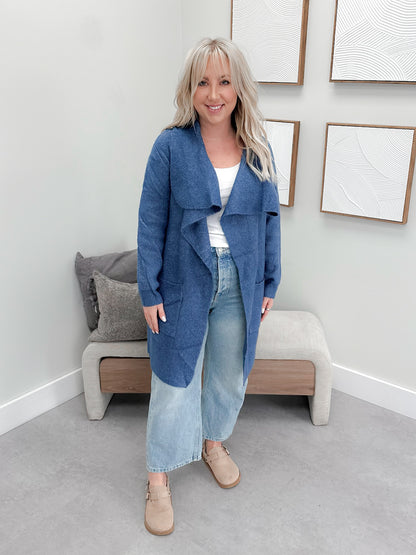 Donna Cardigan in Denim Blue