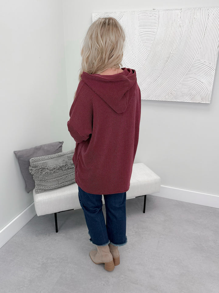 Lettie Ripple Hoodie in Burgundy