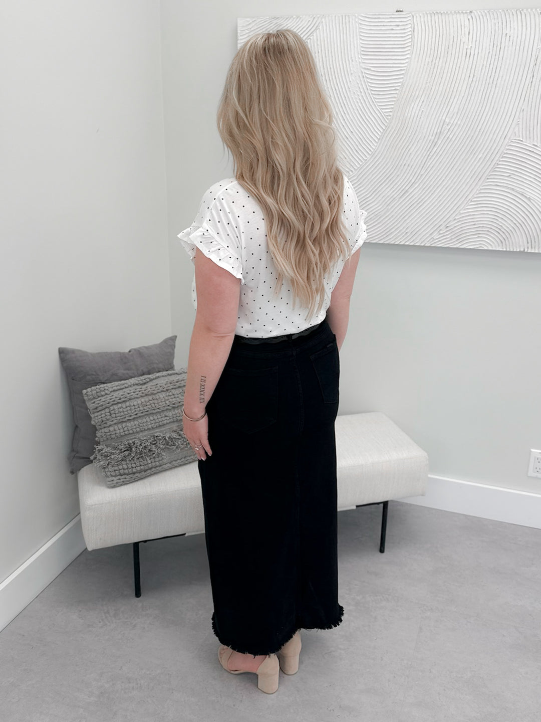 Pike Denim Tummy Control Skirt in Black