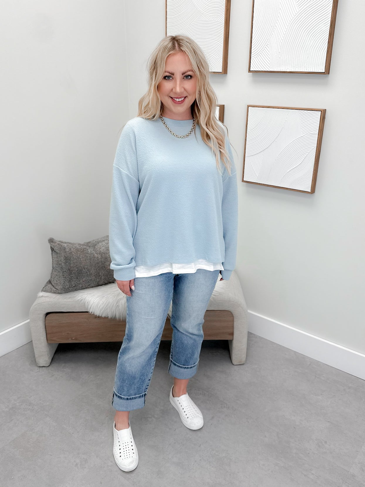 Second Chance Long Sleeve in Blue Fog - Small