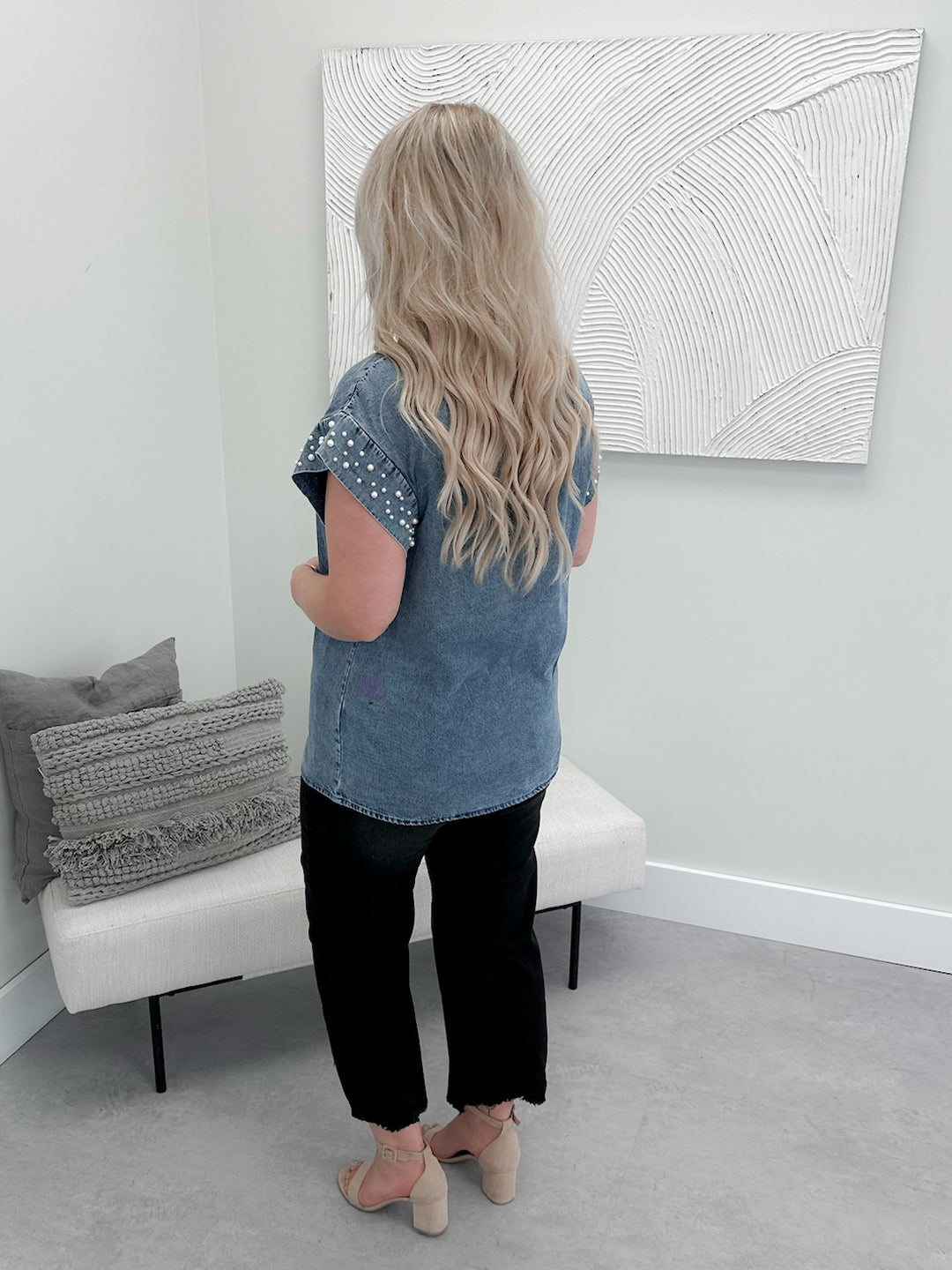 Gwen Pearl Denim Top