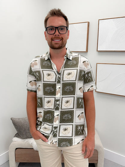Mens Cal Button Up in Olive