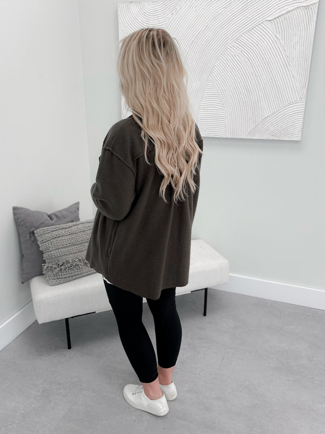 Colt Fleece Shacket in Olive