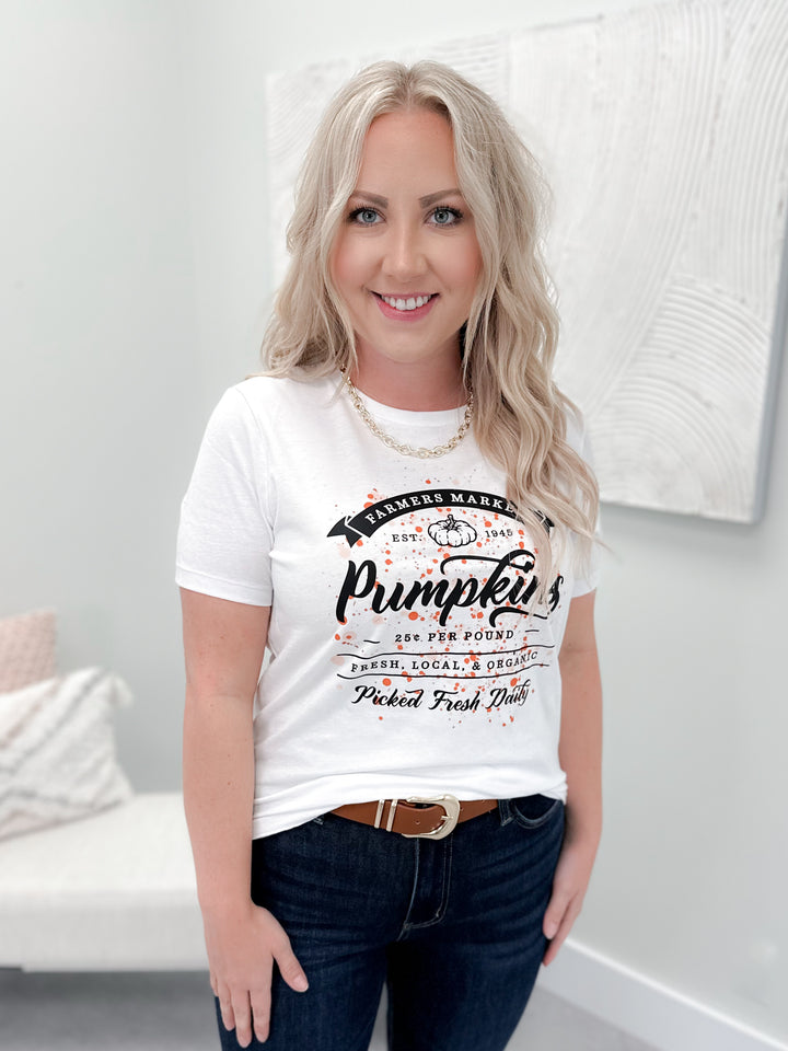 Farmers Market Pumpkin Tee in White by Ash + Antler