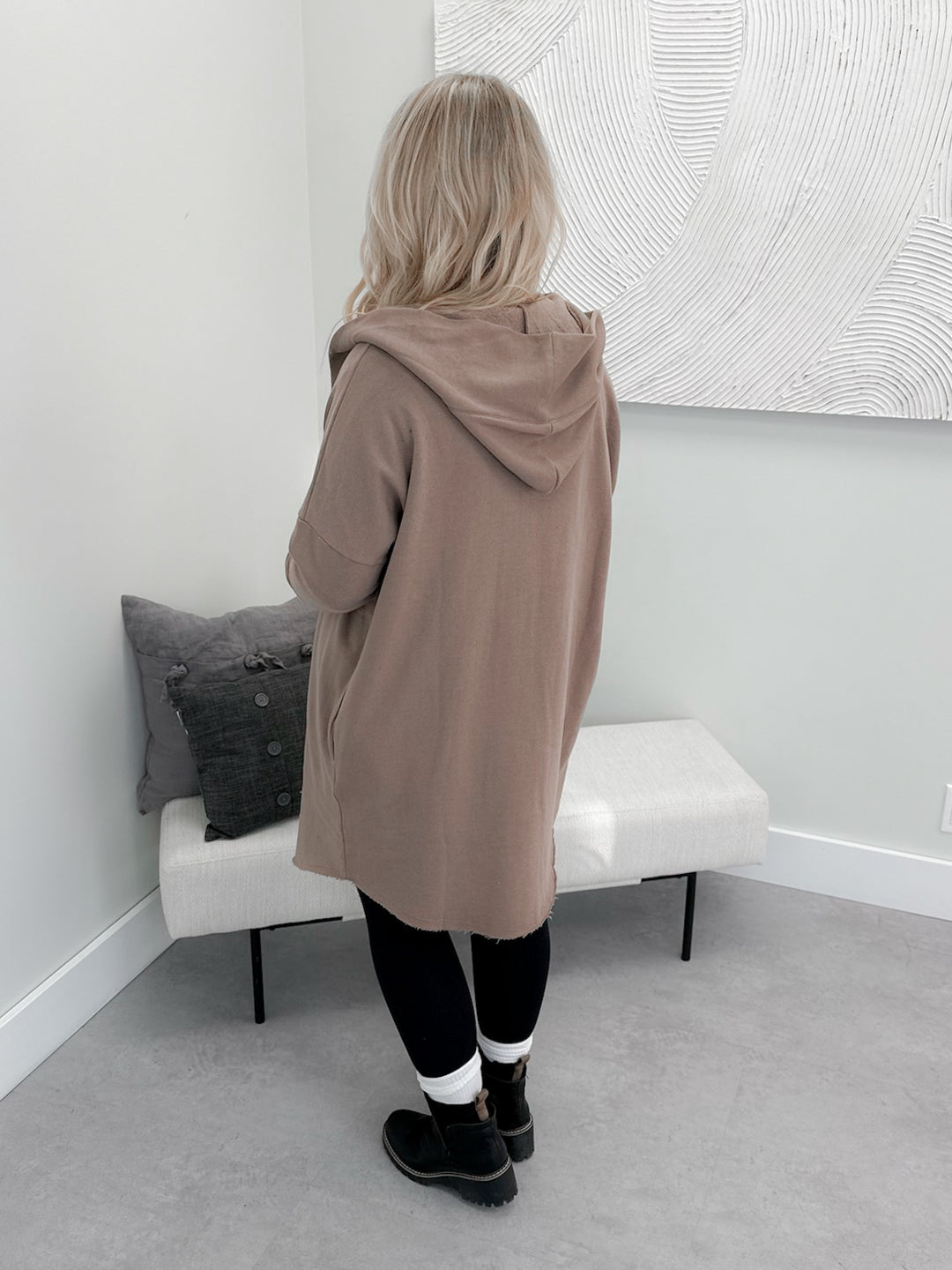 Hopeful Hooded Cardigan in Taupe