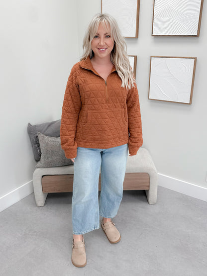 Hollis Quilted Pullover in Copper