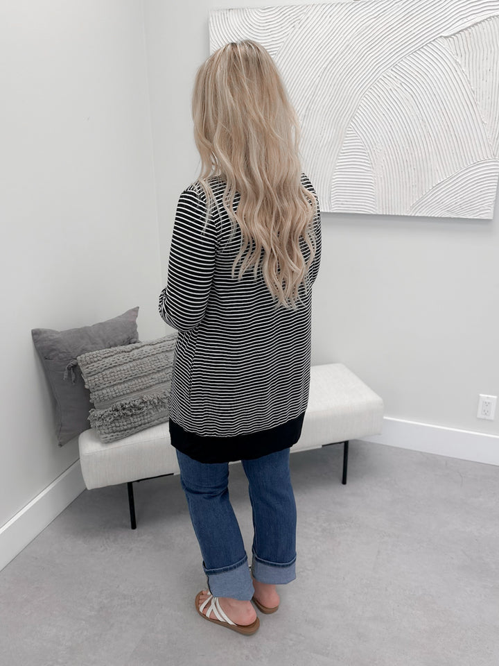 Sawyer Snap Cardi in Black Stripe