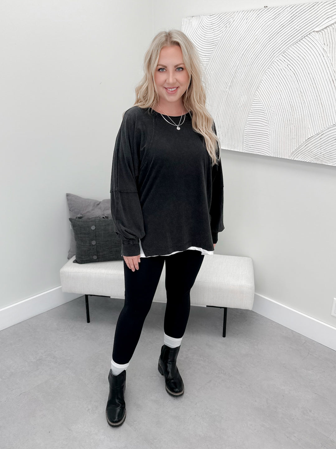 Nya Long Sleeve in Washed Black