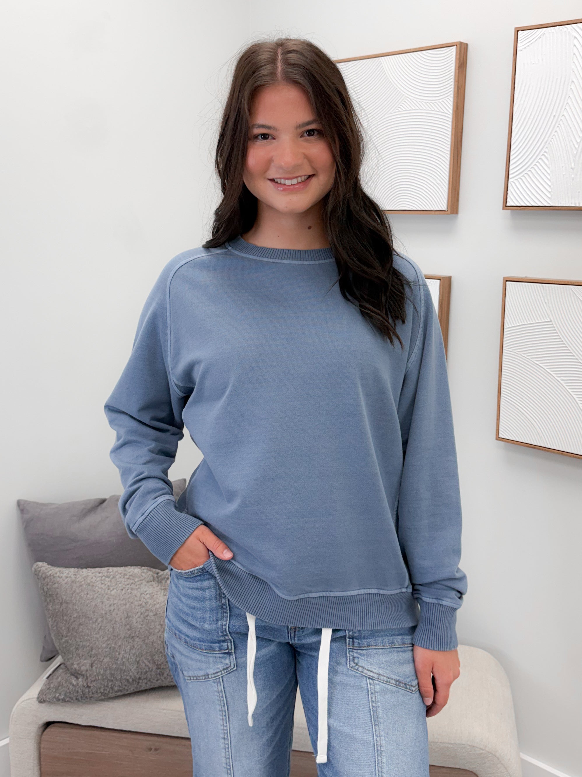Keep It Simple Pullover in Blue