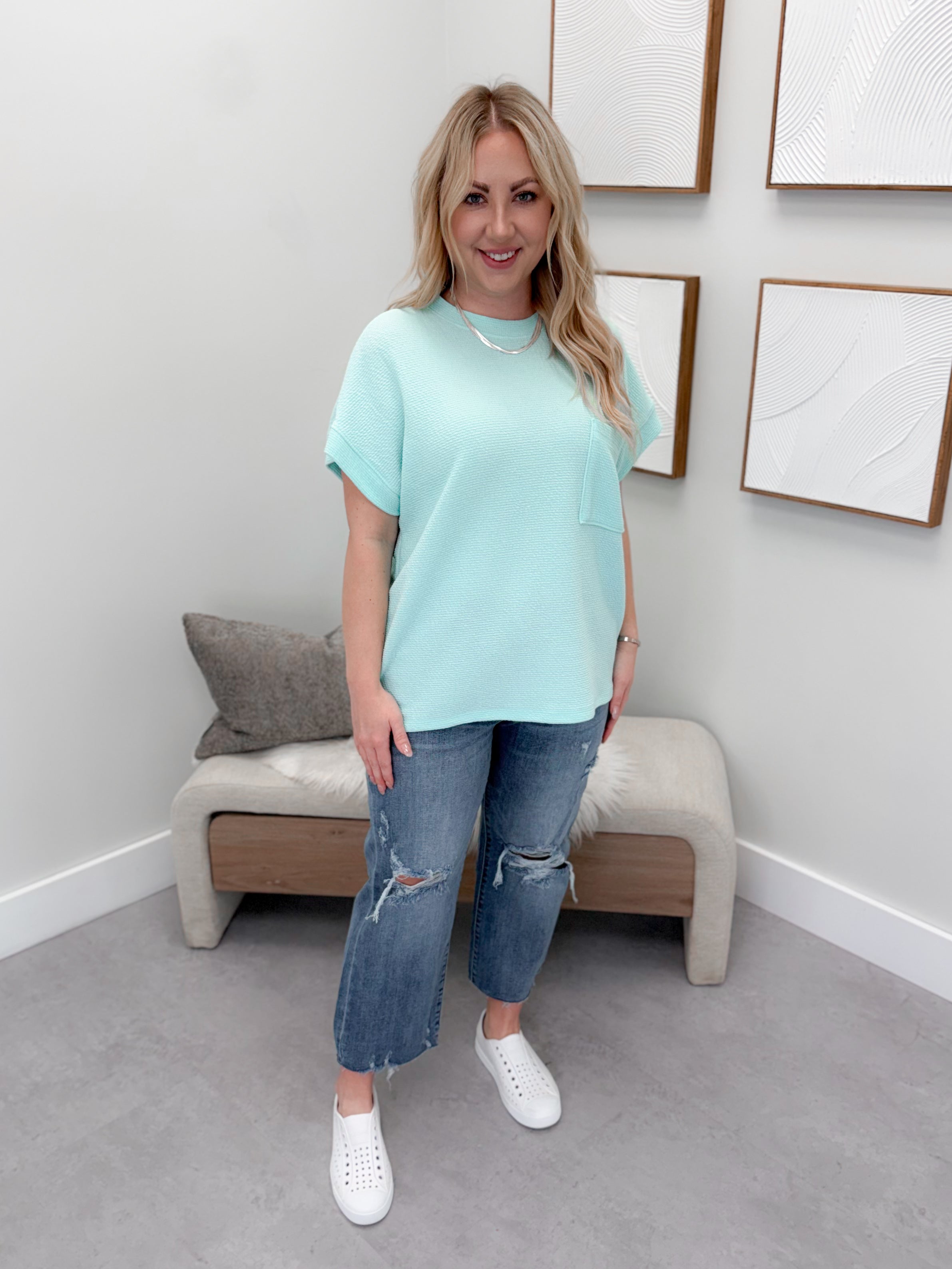 Jeanne Texture Tee in Mint
