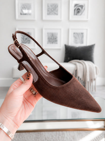 Bell Slingback Kitten Heel in Chocolate