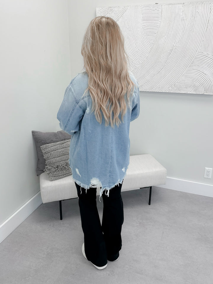 Traiter Denim Shacket in Medium Wash