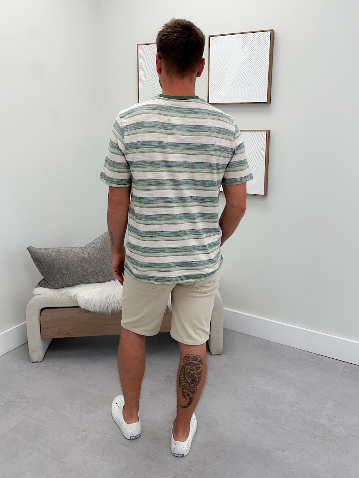 Mens Jett Tee in Green Stripe