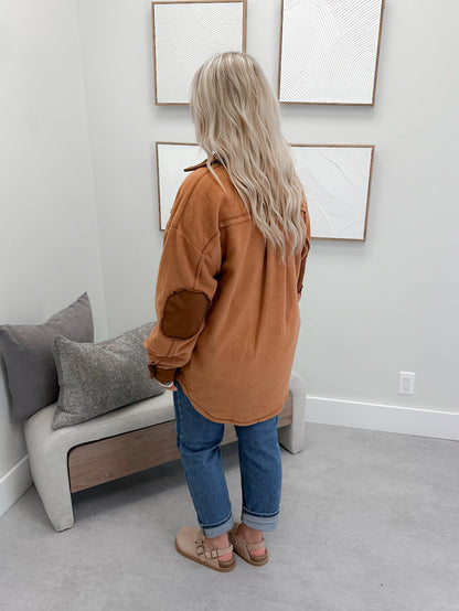 Skyler Fleece Shacket in Camel