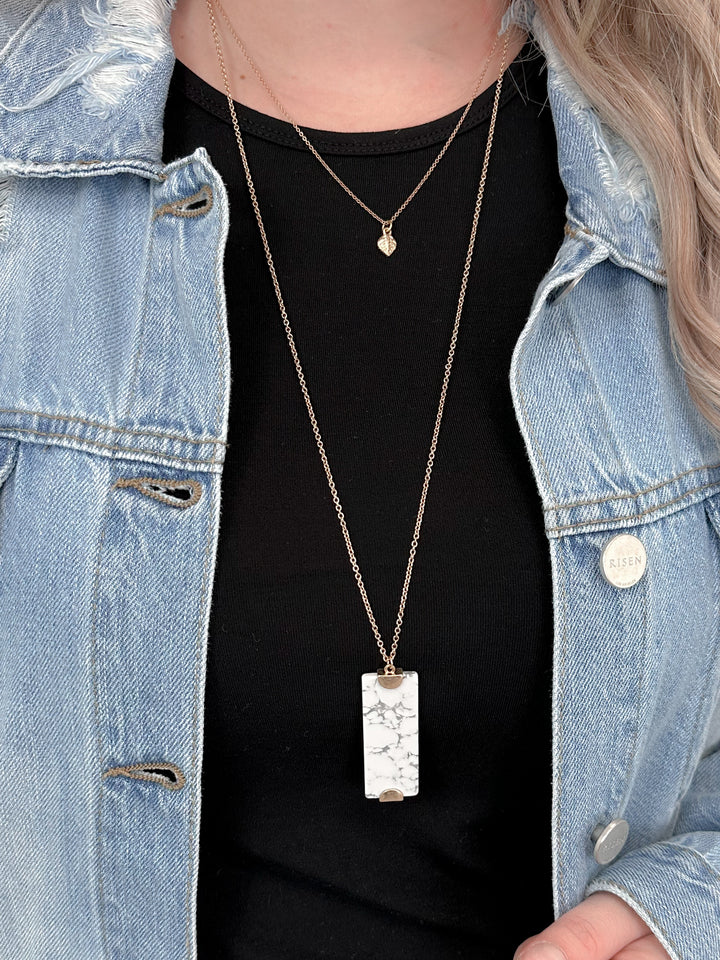 Laura White Howlite Double Necklace Set