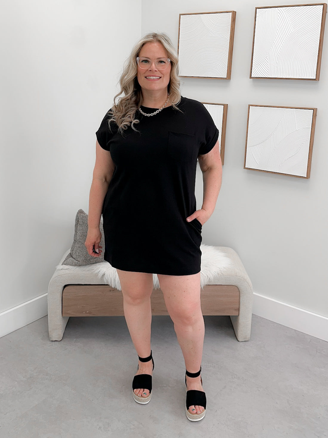 Malena Tee Dress in Black
