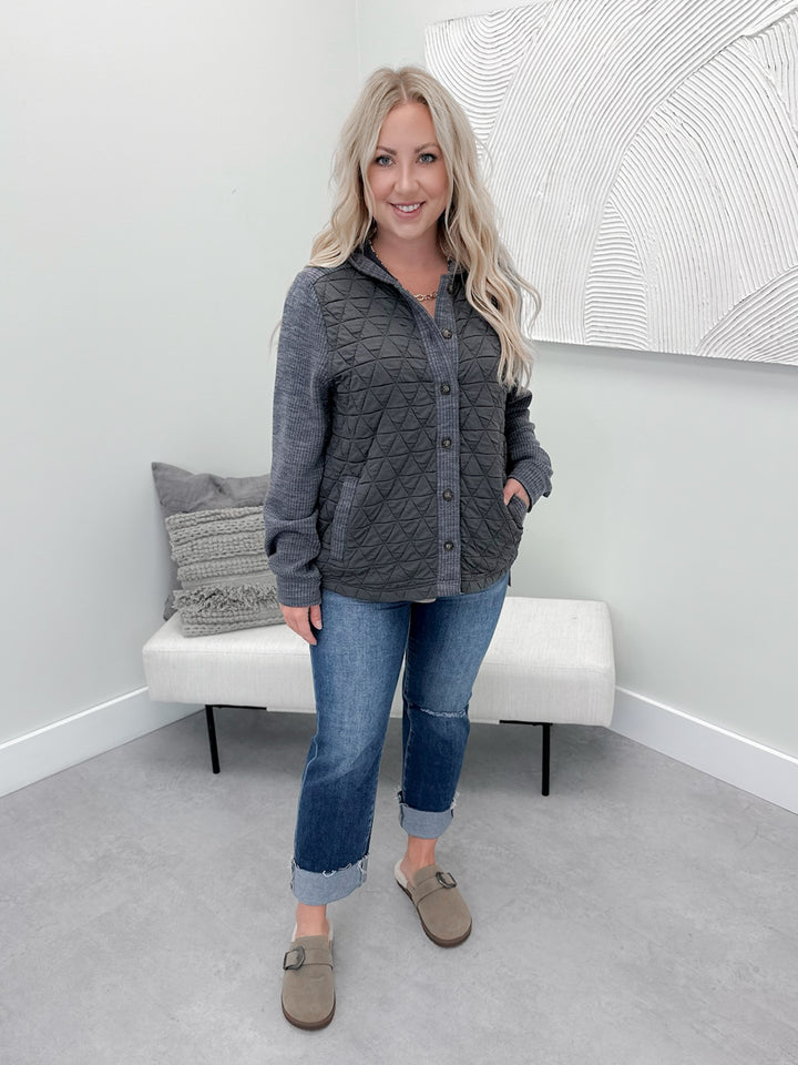Kane Quilted Shacket in Slate