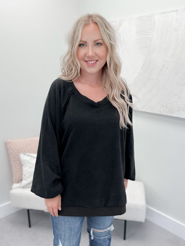 Jazleen Pullover in Washed Black by Pol