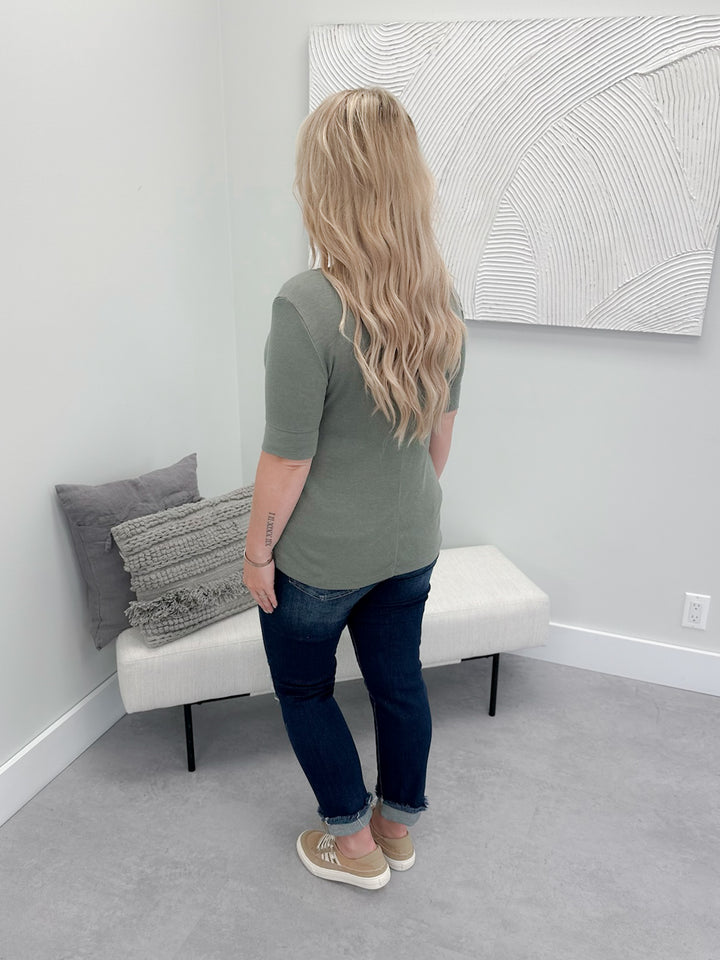 Kennedy Ribbed Top in Olive