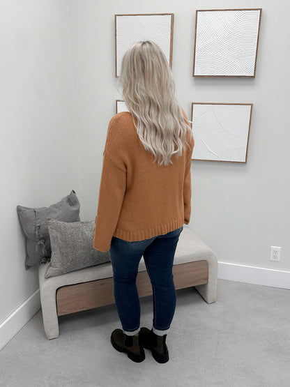 Crochet Sleeve Sweater in Camel
