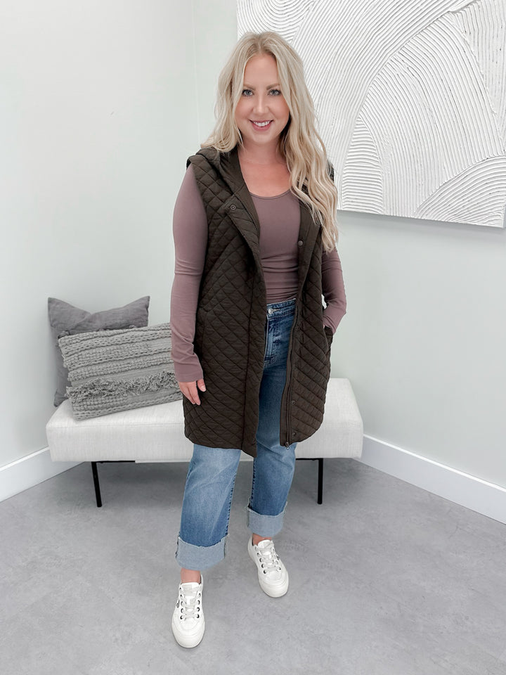 Jonnie Quilted Vest in Espresso