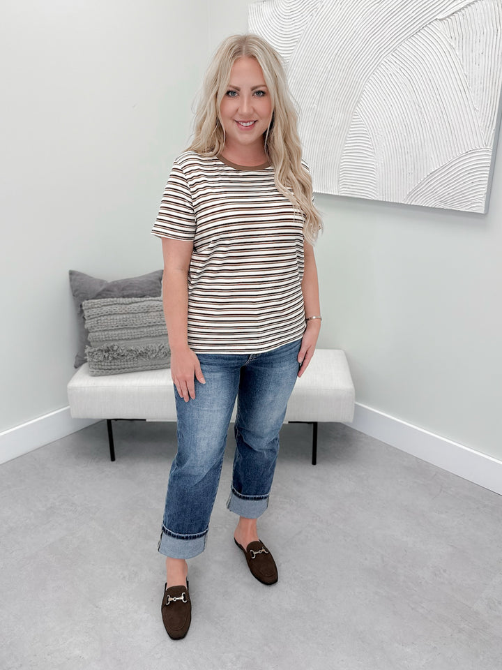 Florence Striped Tee in Brown