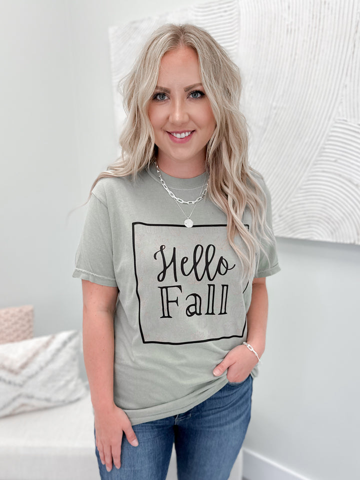 Hello Fall Tee in Sage by Ash + Antler