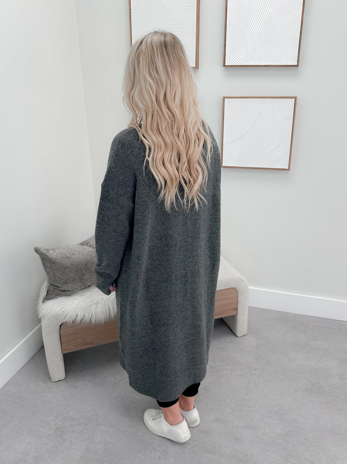 Eden Longline Cardigan in Charcoal