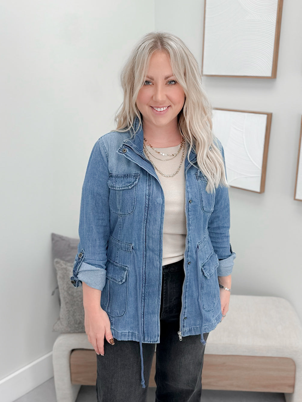 Utility Denim Jacket in Medium Wash