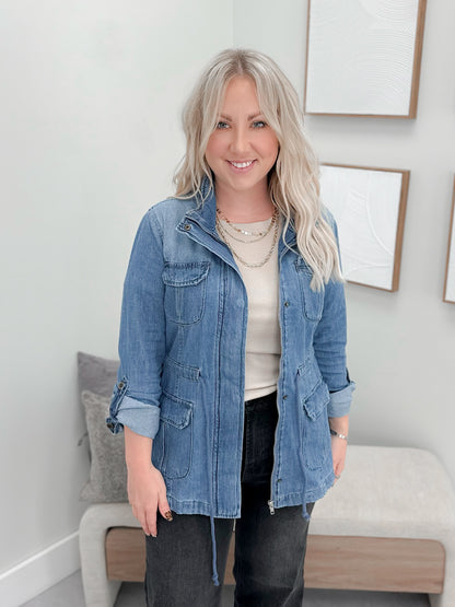 Utility Denim Jacket in Medium Wash
