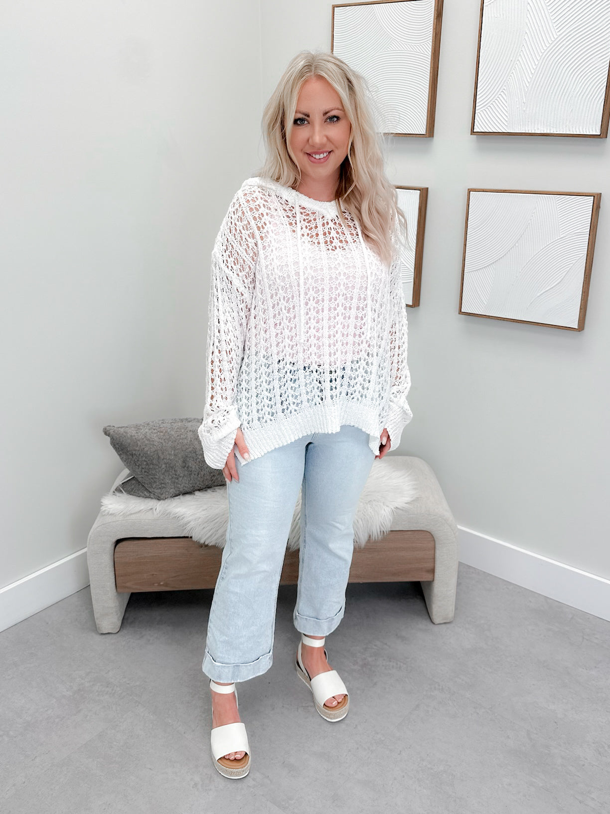 Summer Slouchy Hoodie in Coconut