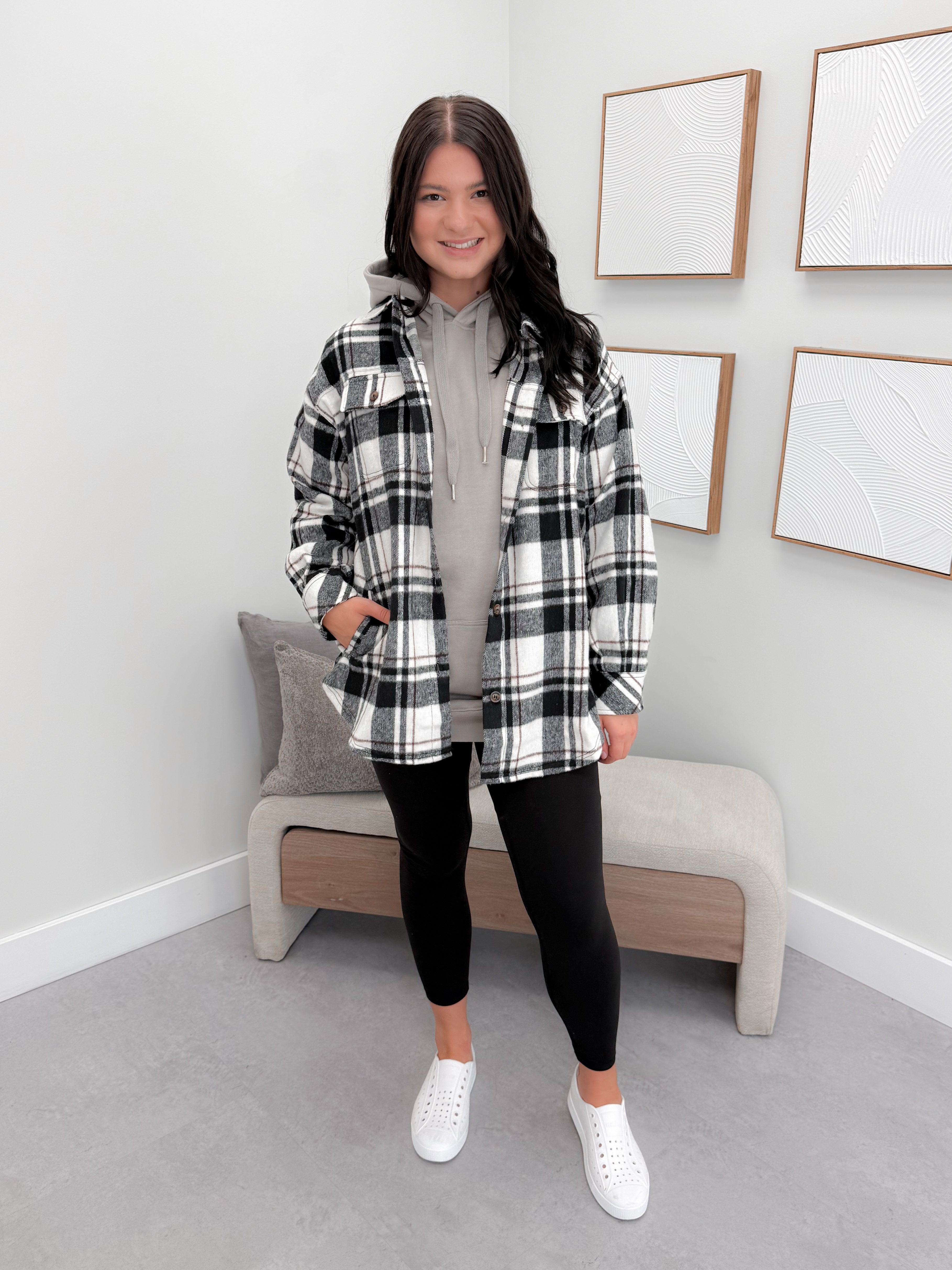 Dayton Shacket in Black Plaid