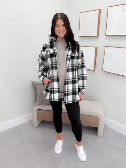 Dayton Shacket in Black Plaid