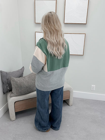 Rudy Color Blocked Pullover in Sage