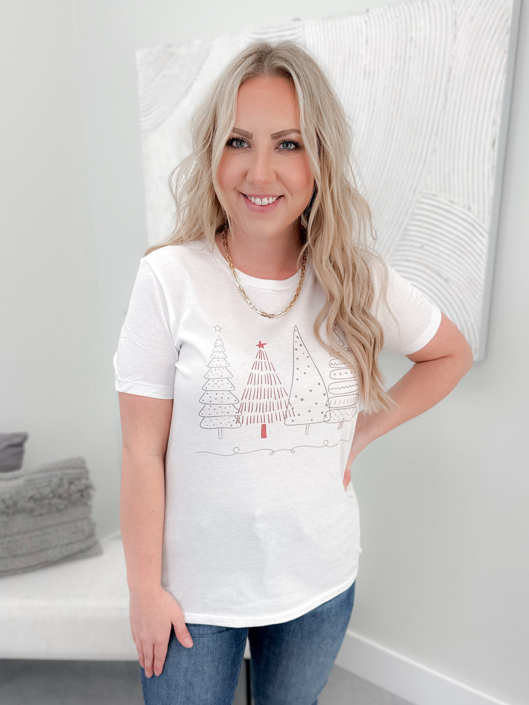 Misty Mauve Winter Tree Tee in White by Ash + Antler