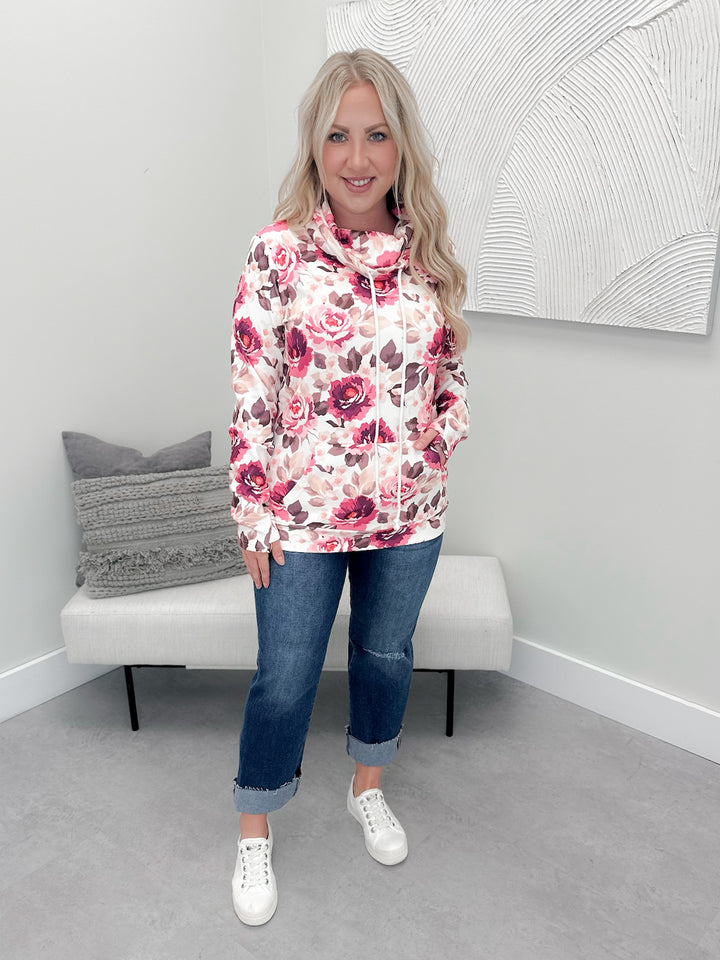 Genny Funnel Neck Pullover in Blossom