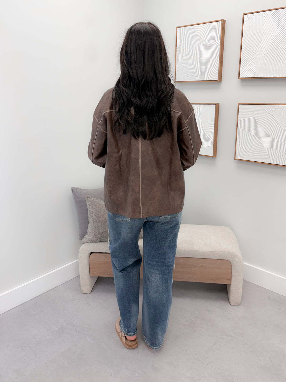 Roddy Vegan Leather Jacket in Brown