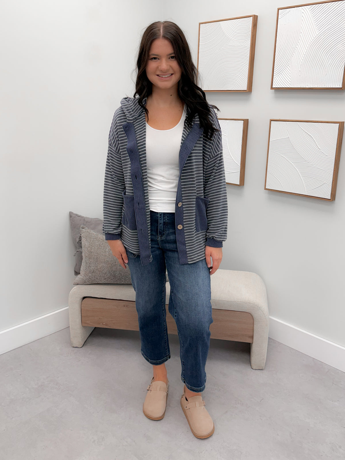 Maisy Button Up in Navy