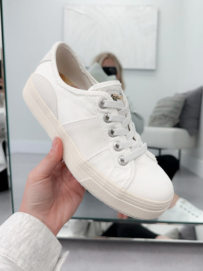 Super Smile Sneaker in White Canvas by Blowfish
